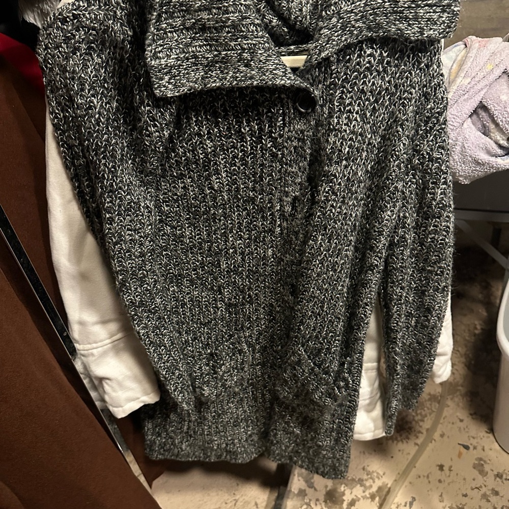 Faded Glory Black and White Cowl Neck Sweater